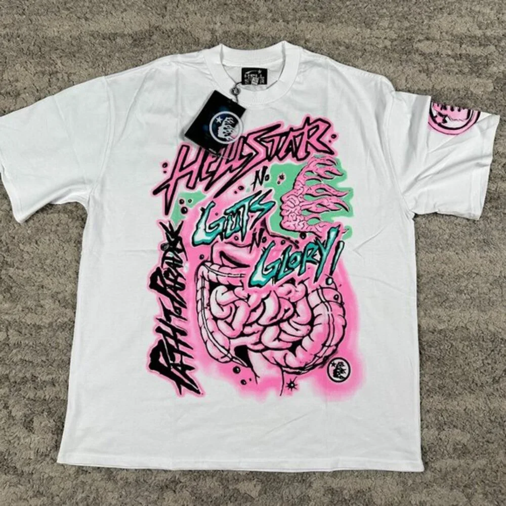 Hellstar No Guts No Glory White T-Shirt Men’s Size Large